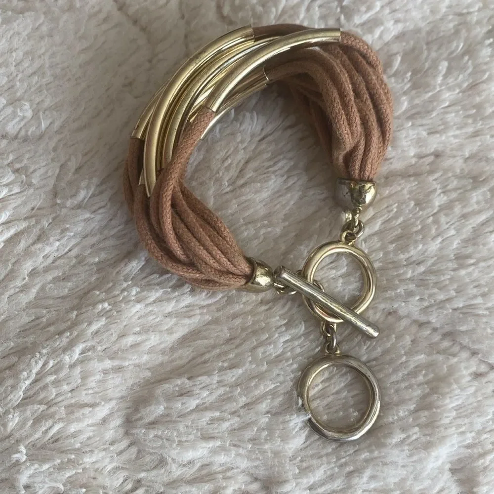 Bella & Jack Casually Elegant Gold and Tan Bracelet
